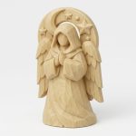 Wood Carved Celestial Figure Collectible Figurine in White Oak Finish - 3D Printed in Canada (White Oak)