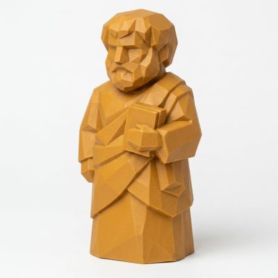 Wood Carved Aristotle Collectible Figurine in Ochre Yellow Finish - 3D Printed in Canada (Ochre Yellow)