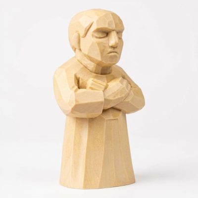 Wood Carved Pause Figurine in White Oak Finish - 3D Printed in Canada (White Oak)