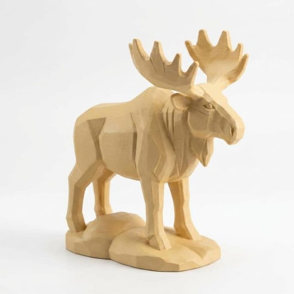 Rustic Moose Figurine White Oak