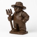 Wood Carved Farmer Collectible Figurine in Black Walnut Finish - 3D Printed in Canada (Black Walnut)