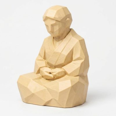 Wood Carved-Like Mindfulness Figurine in White Oak Finish - 3D Printed in Canada (White Oak)