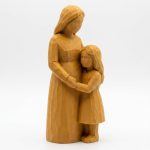Wood-Carved-Like Mother and Daughter Figurine in Ochre Yellow Finish - Elegant Desk Decor for Adults - 3D Printed in Canada (Ochre Yellow)