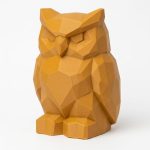 Wood Carved-Like Owl of the Night Figurine in Ochre Yellow Finish - 3D Printed in Canada (Ochre Yellow)