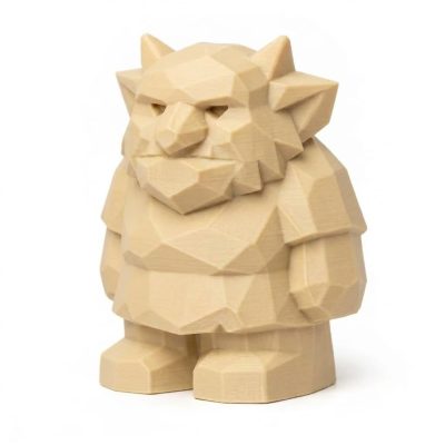 Wood Carved-Like Forest Troll Figurine - Unique Desk Decor for Collectors – 3D Printed in Canada - 3D Printed in Canada (White Oak)
