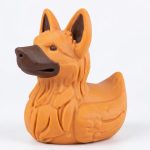 German Shepherd Duck Collectible Figurine - Unique Animal Hybrid Desk Decor for Home or Office Accent - 3D Printed in Canada