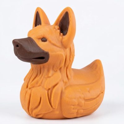German Shepherd Duck Collectible Figurine - Unique Animal Hybrid Desk Decor for Home or Office Accent - 3D Printed in Canada
