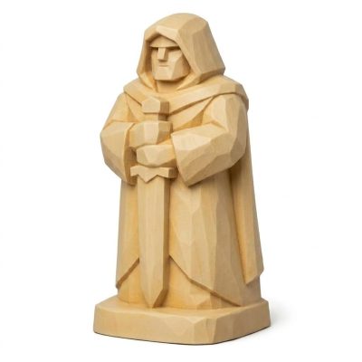 Wood-Carved-Like Monumental Figure Collectible Figurine in White Oak Finish - 3D Printed in Canada (White Oak)