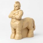 Wood Carved-Like Centaur Figurine - Unique Desk Decor for Adults – 3D Printed in Canada - 3D Printed in Canada (White Oak)