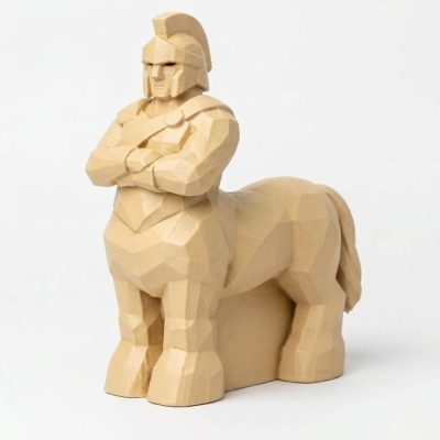 Wood Carved-Like Centaur Figurine - Unique Desk Decor for Adults – 3D Printed in Canada - 3D Printed in Canada (White Oak)