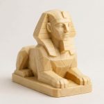 Wood Carved-Like Sphinx Figurine - Unique Desk Decor for Adults – 3D Printed in Canada - 3D Printed in Canada (White Oak)