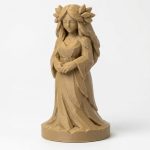 Wood Carved-Like Nymph Figurine - Unique Desk Decor for Adults 3D Printed in Canada - 3D Printed in Canada (Classic Birch)