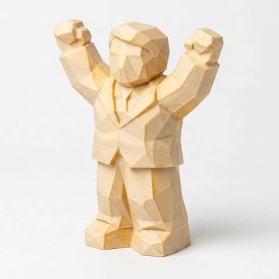 Wood Carved-Like Success Figurine in White Oak Finish - 3D Printed in Canada (White Oak)