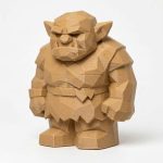 Wood Carved-Like Ogre Figurine - Unique Desk Decor for Adults 3D Printed in Canada - 3D Printed in Canada (Classic Birch)