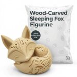 Wood-Carved Sleeping Fox Figurine in White Oak Finish - 3D Printed in Canada (White Oak)