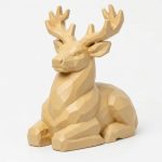 Wood Carved-Like Buck Figurine in White Oak Finish - Unique Desk Decor for Adults - 3D Printed in Canada (White Oak)