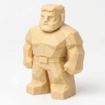 Wood Carved-Like Strong Father Figurine in White Oak Finish - 3D Printed in Canada (White Oak)
