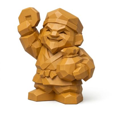 Wood Carved-Like Lucky Spirit Figurine in Ochre Yellow Finish - 3D Printed in Canada (Ochre Yellow)