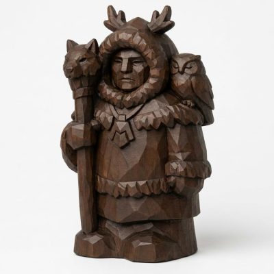 Wood Carved-Like Northern Spirit Figurine in Black Walnut Finish - 3D Printed in Canada (Black Walnut)
