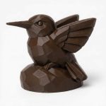 Wood Carved-Like Hummingbird Figurine - Unique Desk Decor for Adults – 3D Printed in Canada - 3D Printed in Canada (Black Walnut)