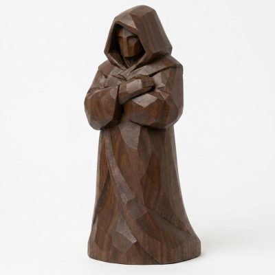 Wood Carved Eternal Figure Collectible Figurine in Black Walnut Finish - 3D Printed in Canada (Black Walnut)