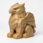 Wood Carved-Like Gryphon Figurine - Unique Desk Decor for Adults 3D Printed in Canada - 3D Printed in Canada (Classic Birch)