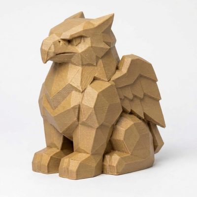 Wood Carved-Like Gryphon Figurine - Unique Desk Decor for Adults 3D Printed in Canada - 3D Printed in Canada (Classic Birch)