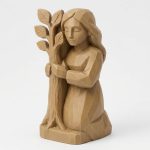Wood Carved-Like Nature's Embrace Figurine - Unique Desk Decor for Adults 3D Printed in Canada - 3D Printed in Canada (Classic Birch)