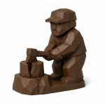 Wood Carved-Like Log Splitting Figurine in Black Walnut Finish - 3D Printed in Canada (Black Walnut)