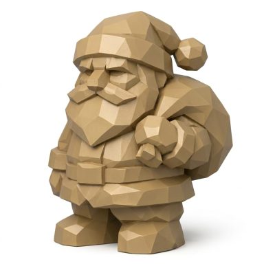 Wood Carved Santa Claus Collectible Figurine - Rustic Desk Decor for Adults 3D Printed in Canada - 3D Printed in Canada (Classic Birch)