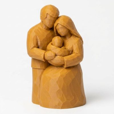 Wood Carved-Like Domestic Bliss Figurine in Ochre Yellow Finish - 3D Printed in Canada (Ochre Yellow)