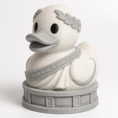Marble Statue Duck Collectible Figurine - Elegant Desk Decor for Adults – 3D Printed in Canada