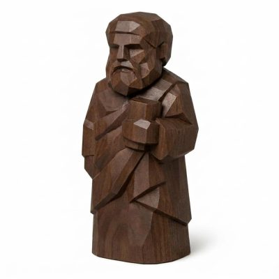 Wood Carved-Like Plato Figurine in Black Walnut Finish - Unique Desk Decor for Adults - 3D Printed in Canada (Black Walnut)