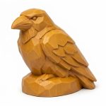 Wood Carved-Like Raven Figurine in Ochre Yellow Finish - 3D Printed in Canada (Ochre Yellow)