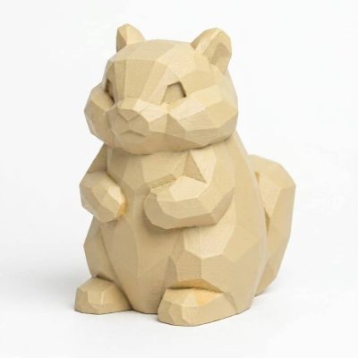 Wood Carved-Like Chipmunk Figurine - Unique Desk Decor for Adults – 3D Printed in Canada - 3D Printed in Canada (White Oak)