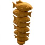 Wood Carved-Style Fish Totem Figurine in Ochre Yellow Finish - 3D Printed in Canada (Ochre Yellow)