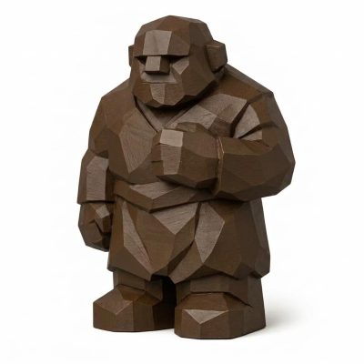 Wood Carved Gentle Giant Collectible Figurine in Black Walnut Finish - 3D Printed in Canada (Black Walnut)