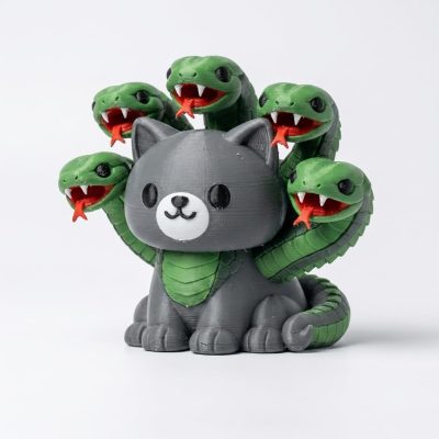 6-Headed Serpent Cat Collectible Figurine - Unique Desk Decor for Adults – 3D Printed in Canada