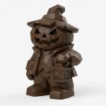 Wood Carved-Like Jack O Lantern Figurine in Black Walnut Finish - 3D Printed in Canada (Black Walnut)