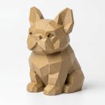 Wood Carved-Like French Bulldog Figurine - Unique Desk Decor for Collectors 3D Printed in Canada - 3D Printed in Canada (Classic Birch)