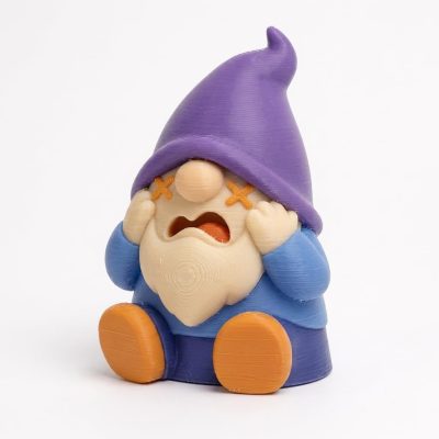 Bearded Cringe Gnome Collectible Figurine - Detailed Facial Expression with Purple Hat and Orange Shoes - Unique Desk Decor for Home, Office, or Gift Display - 3D Printed in Canada