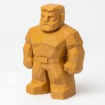 Wood Carved-Like Strong Father Figurine in Ochre Yellow Finish - 3D Printed in Canada (Ochre Yellow)