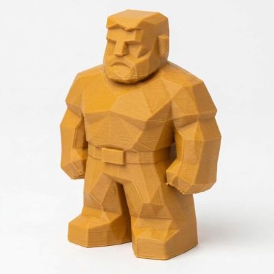 Wood Carved-Like Strong Father Figurine in Ochre Yellow Finish - 3D Printed in Canada (Ochre Yellow)