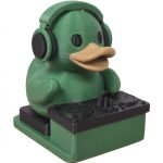 DJ Duck Collectible Figurine - Vibrant Green Music-Themed Desk Decor for Unique Gift or Home Display - 3D Printed in Canada