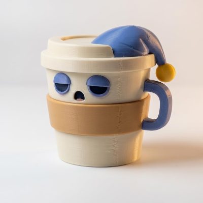 Didn’t Sleep Coffee Cup Collectible Figurine - Unique Desk Decor for Coffee Lovers – 3D Printed in Canada