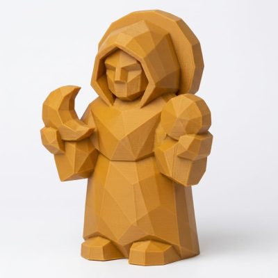 Wood Carved Celestial Balance Collectible Figurine in Ochre Yellow Finish - 3D Printed in Canada (Ochre Yellow)
