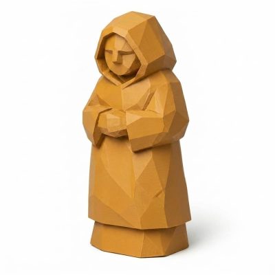 Wood Carved Gentle Watcher Collectible Figurine in Ochre Yellow Finish - 3D Printed in Canada (Ochre Yellow)