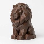 Wood Carved-Like Lion Figurine - Unique Desk Decor for Adults – 3D Printed in Canada - 3D Printed in Canada (Black Walnut)