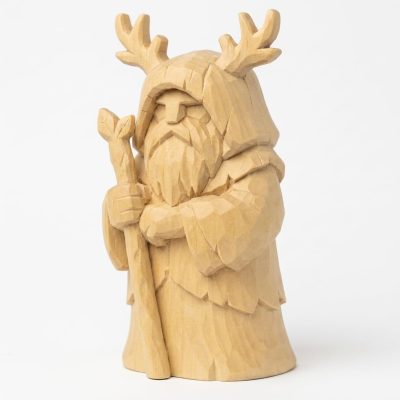 Wood Carved Forest Spirit Collectible Figurine in White Oak Finish - 3D Printed in Canada (White Oak)