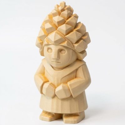 Wood Carved Pine Cone Figurine in White Oak Finish - 3D Printed in Canada (White Oak)